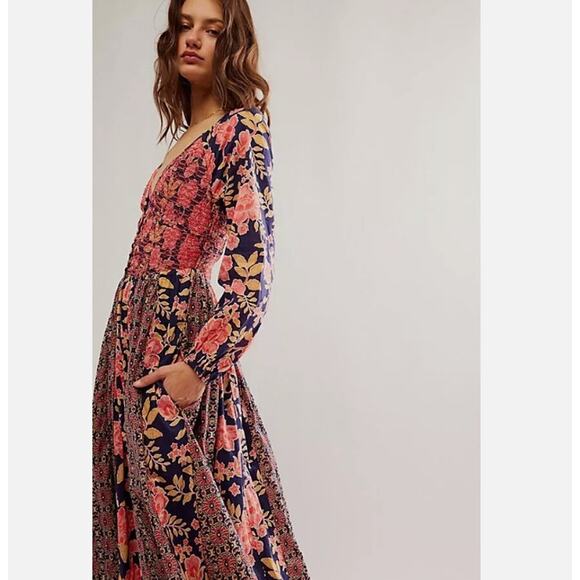 Free People Womens A New Way Maxi Dress Multicolor L NWT - Picture 3 of 11